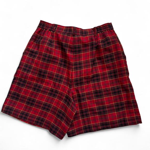 Vintage Counterparts Plaid High Rise Bermuda Shorts Red Tartan 14 Made in Canada - Picture 4 of 7